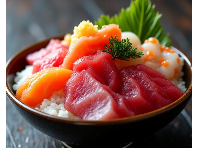 新鮮な刺身が丼いっぱいに敷き詰められた海鮮丼