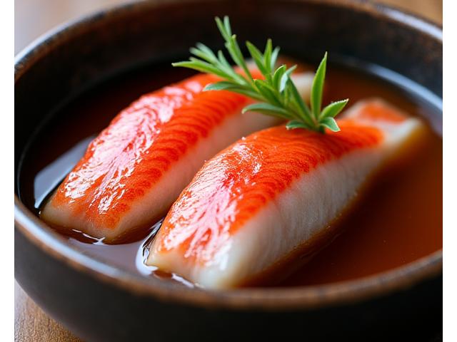 赤く美しい金目鯛が上品に煮付けられた一品